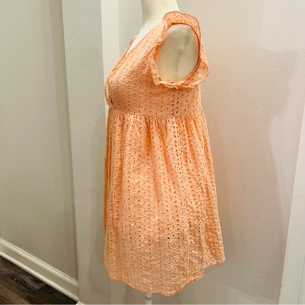 Miss Sparkling  OrangeEyelet Dress Pullover Beach Boho Surplice V Neck Women’s S - Picture 2 of 4